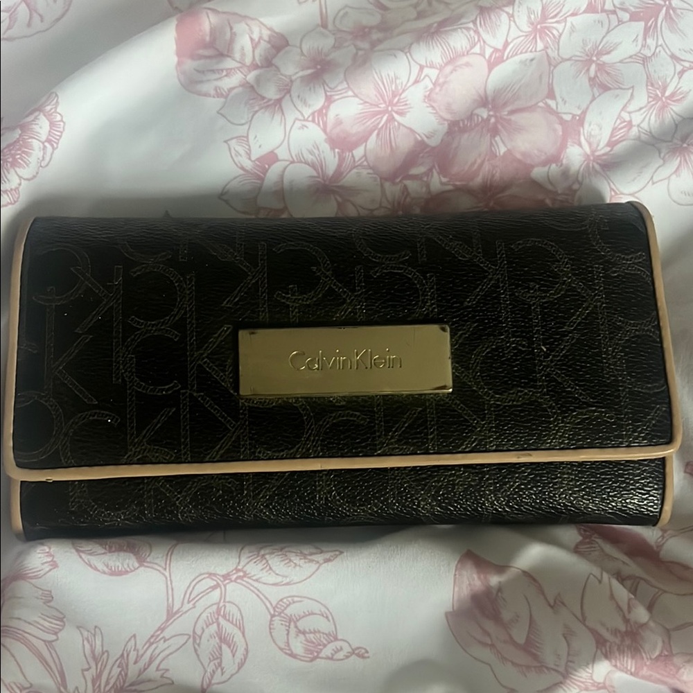 Calvin Klein brown wallet with gold detailing